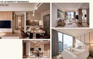 Không gian phòng ngủ căn hộ Grand Marina, Saigon ấm cúng, riêng tư với tầm nhìn hướng sông khoáng đạt. Gam màu trung tính cùng vật liệu cao cấp tạo nên chuẩn mực nghỉ dưỡng 5 sao ngay trong chính ngôi nhà.